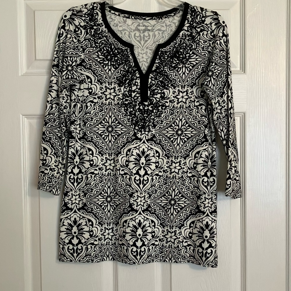 Black and White V- neck tunic, Charter Club